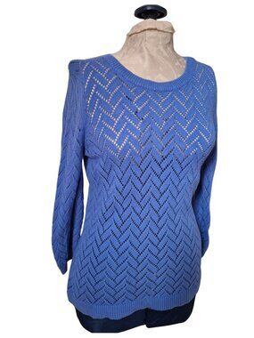 Talbots Petite Size M Periwinkle 74% Cotton 26% Linen Sweater Summer Dinner Date